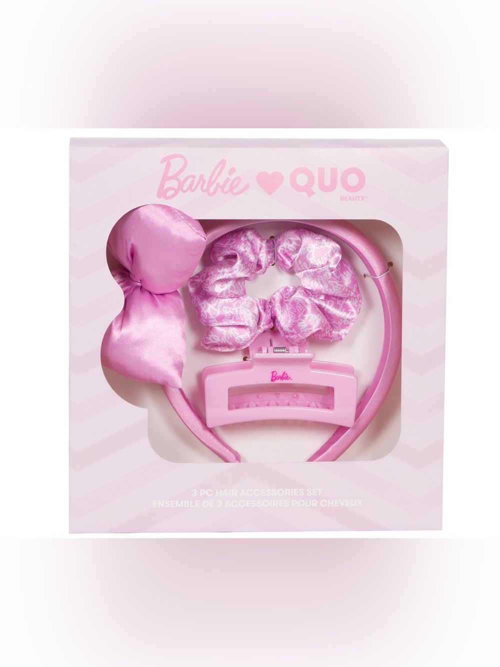 Barbie x Quo Hair Accessories Set of Satin Headband, Scrunchie & Claw Clip